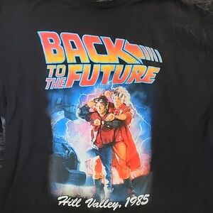 Vintage Back to the Future Graphic Black Tee - Colorful Print